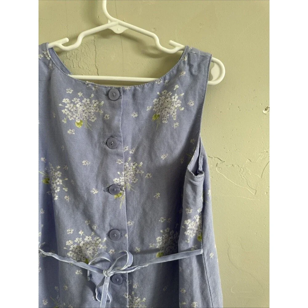 Vintage Gap Kids 1999 Size Medium 7-8 Girls Linen Blue Dress